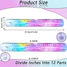 1PC Soft Bendable Gradient Colour Rulers with Centimeters and Inches