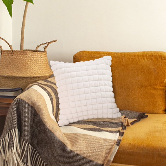 1PC Soft Plush Throw Pillow Covers, Textured Solid Color Cushion Cases for Sofa, Bed & Living Room Home Decor, 17*17 Inch