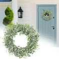 thumbnail image 1 of 1PC Soft Touch Green Mini Leaves Wreath for Indoor and Outdoor, Artificial Wreath Greenery Wreath For Front Door Decorating, Romantic Green Wreath for Wedding Decor, 1 of 8