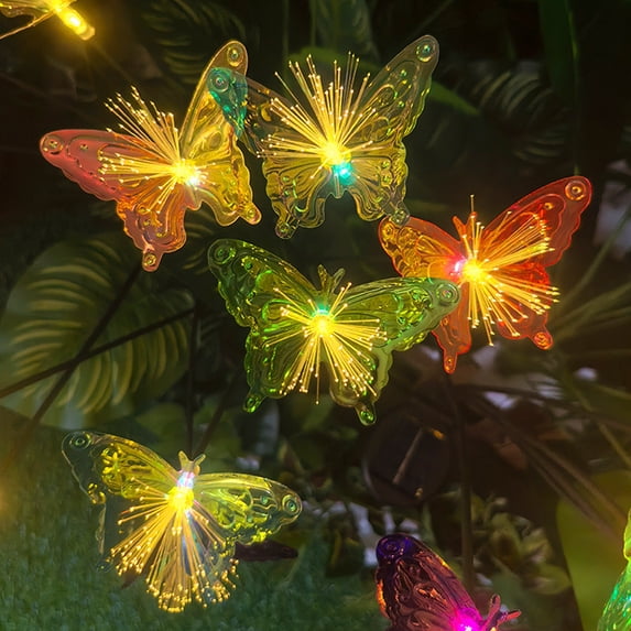 1PC Solar LED Fiber Optic 6 Head Butterfly Light Outdoor Decoration ...