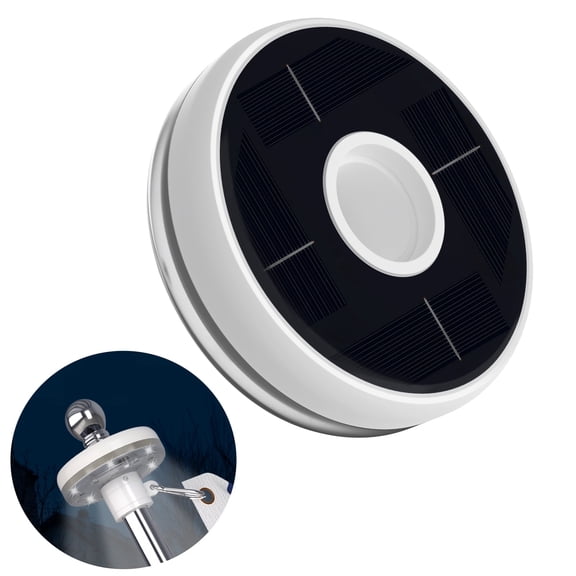 FIASON 1PC Solar Light for Flag Pole, Waterproof Outdoor Lighting for 5-10FT Flagpoles, Auto On/Off with Solar Charging, Fits 1in Diameter Poles (White)