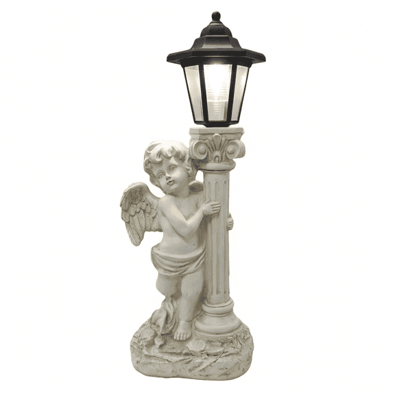 1PC Solar Powered Angel Sculpture, Roman Pillar Angel Garden Sculpture, Indoor And Outdoor Solar Street Lamp Garden Landscape Decoration (Left)