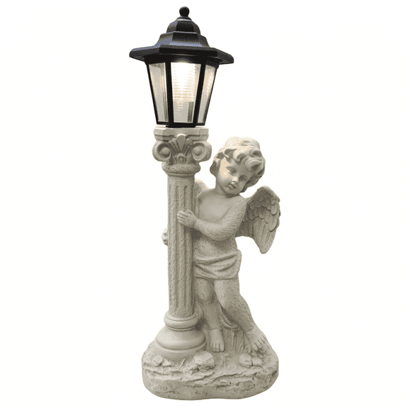 1PC Solar Powered Angel Sculpture, Roman Pillar Angel Garden Sculpture, Indoor And Outdoor Solar Street Lamp Garden Landscape Decoration (Right)