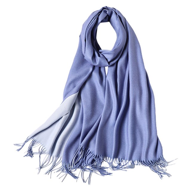 1PC Solid Color Scarf Blue Polyester Autumn And Winter Thickened Wool
