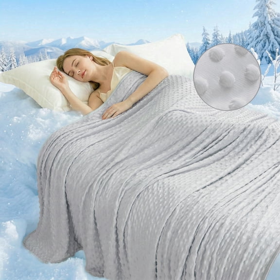 1PC Solid color 3D Bubble Dot Cooling Blanket, Lightweight Breathable Summer Quilt for Hot Sleepers, Soft Textured Bed Cover for Bedroom, Couch & Travel(Gray,Throw)