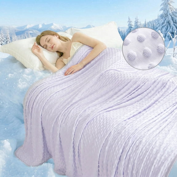 1PC Solid color 3D Bubble Dot Cooling Blanket, Lightweight Breathable Summer Quilt for Hot Sleepers, Soft Textured Bed Cover for Bedroom, Couch & Travel(Purple,Twin)