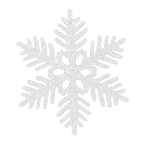 1PC Sparkly Snowflake Ornaments For Christmas Tree Plastic Flake Decor With Glitter Powder Hollow Design Hanging Decorations For Xmas Holiday Home 3.94 Inch