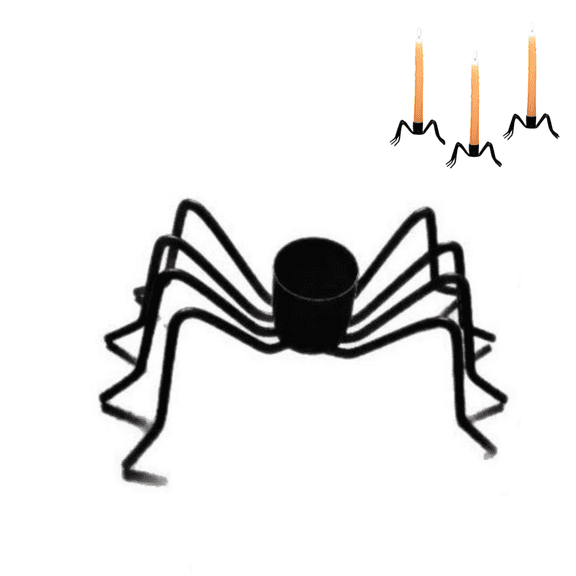 1PC Spider Shaped Candle Holder, Black Tabletop Decor Stand, Novelty Ornament for Halloween Party Table Display