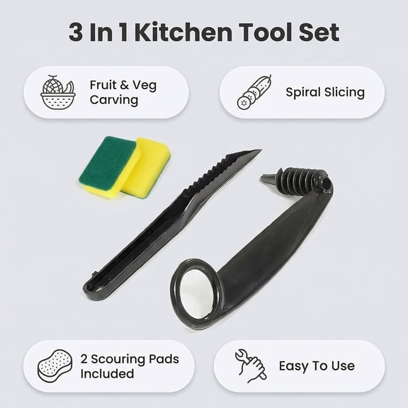 1PC Spiral Cutter V Knife, 2-in-1 Kitchen Spiral and V-Shaped Tools for Vegetables Fruits, Manual Vegetable Fruit Slicer for Potato Carrot Cucumber, Creative Food Art Peeler