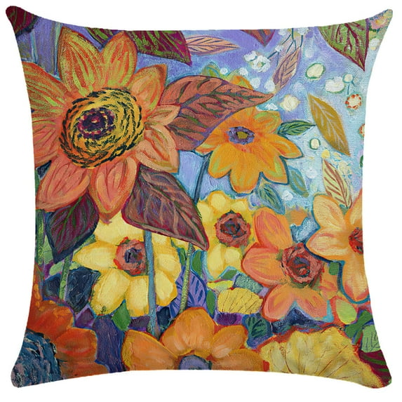 1PC Spring Summer Pillow Covers 18x18,Outdoor Floral Pillow Case, Sunflower Garden Cushion Covers for Holiday Home Seasonal Party Spring Summer Decoration
