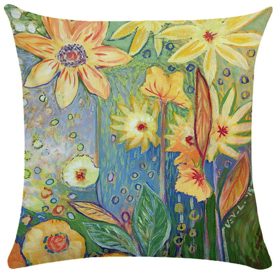 1PC Spring Summer Pillow Covers 18x18,Outdoor Floral Pillow Case, Sunflower Garden Cushion Covers for Holiday Home Seasonal Party Spring Summer Decoration