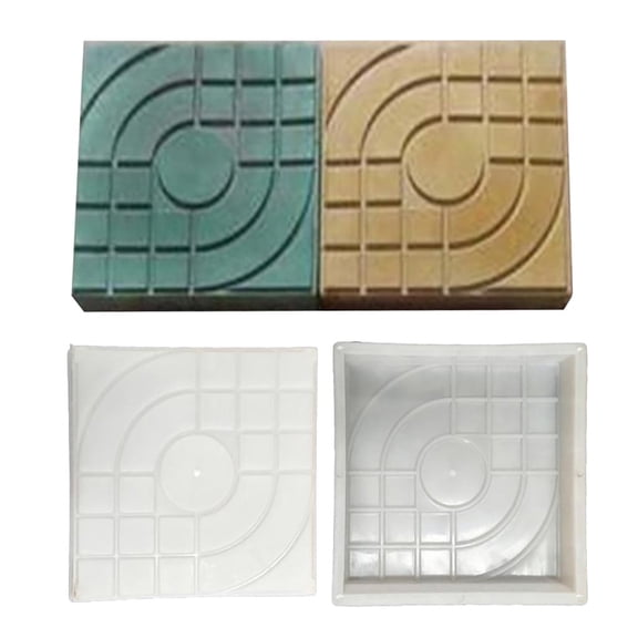 1PC Square Concrete Stepping Stone Mold, Reusable Plastic Paver Mould with Circular Grid Pattern, DIY Cement Pathway Tile Molds for Garden Walkway Patio Lawn,White,A