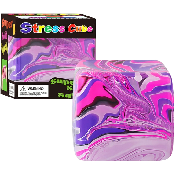 1PC Square Squeeze Sensory Toys,Colorful Stress Cube for Adults,Squishy Toys Stress Relief - High Density Squeeze Balls for Calming,Easter Basket Stuffers,C-Purple(BOX)