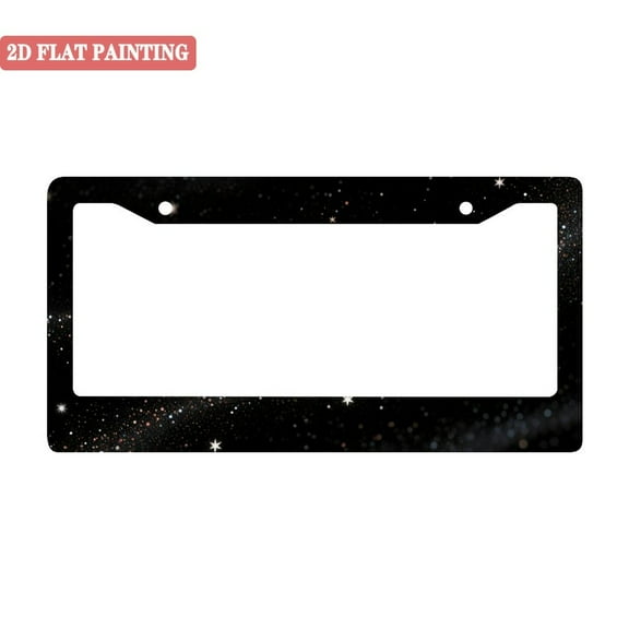 1PC Starry Sky Pattern Black License Plate Frames with Mounting Accessories 2 Holes 6. 3x12. 2inch(16x31cm)