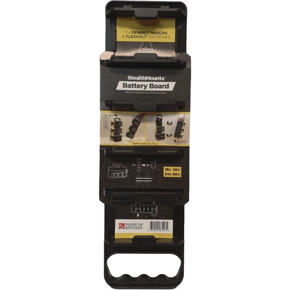 StealthMounts Battery Holder Board for DeWalt 20V/60V , Battery Board DeWalt 20V/60V , Perfect for Transport and Storage