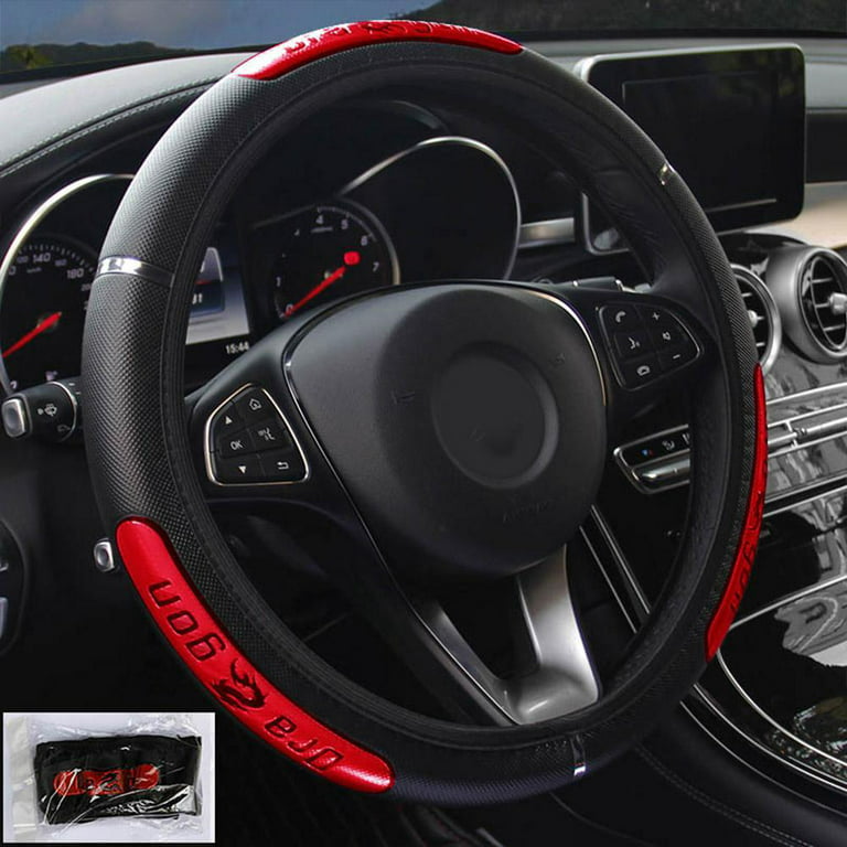 Auto Drive 1PC Steering Wheel Cover Sports Black/Red - Universal Fit
