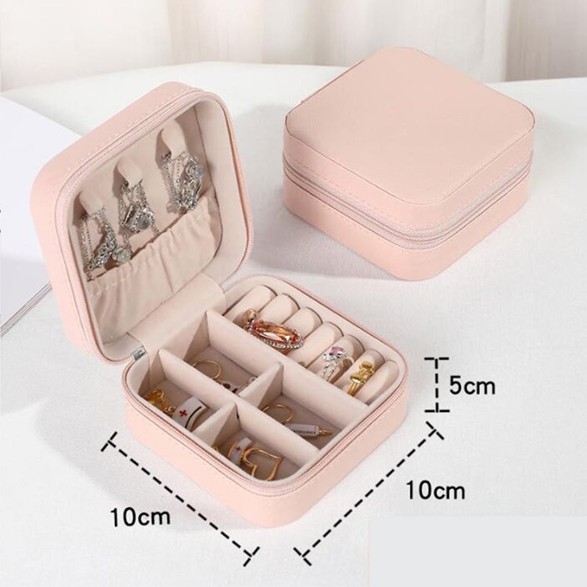 1PC Storage Box PU Jewelry Antioxidation Necklace Ear Ring Ear Stud