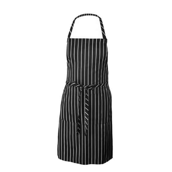 1PC Stripe Apron Working Apron Kitchen Cooking Apron Hotel Apron Fashion Apron (Black and White Stripe)