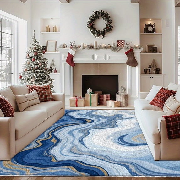 1PC Striped Area Rug Local Rug, Lightweight Washable Easy-to-Care Carpet Mat Festival Gift, Suitable for Living Room, Bedroom, Office, Balcony, Bathroom, Room Accessones