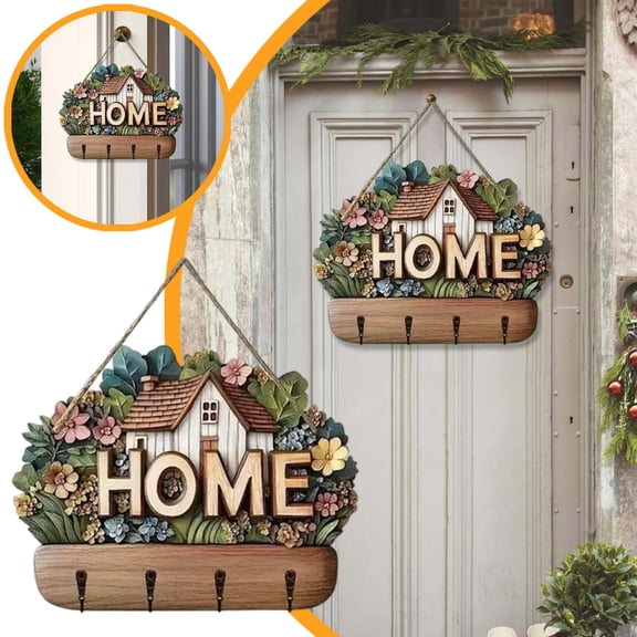 1PC Stylish Key Holder Wall Mounted With Hooks Decorative Key Rack Organizer For Home Entryway Modern Design