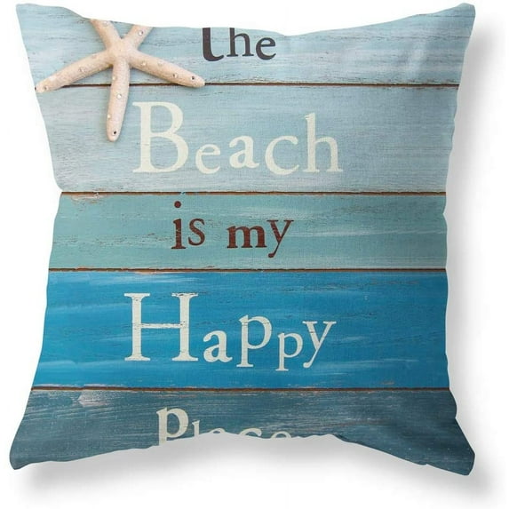 1PC Summer Coastal Beach Throw Pillow Cover 18x18, Couch Decorative Outdoor Square Linen Pillow Cushion Cases for Living Room Sofa Bed