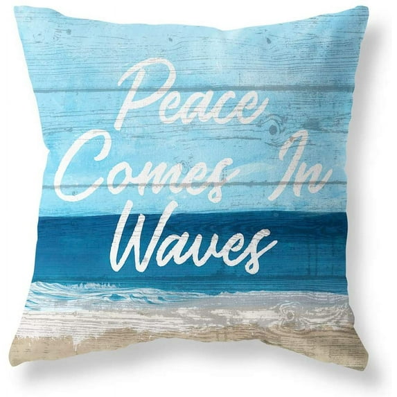 1PC Summer Coastal Beach Throw Pillow Cover 18x18, Couch Decorative Outdoor Square Linen Pillow Cushion Cases for Living Room Sofa Bed