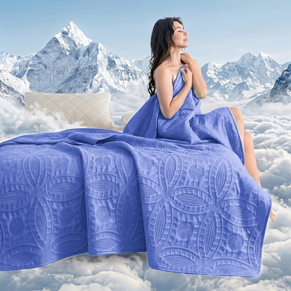 1PC Summer Cooling Blanket Nap Cover Blanket Coin Pattern Design Reversible Dual-side Use Soft and Skin-friendly Breathable Lightweight(Taro Purple,Small,110*160）