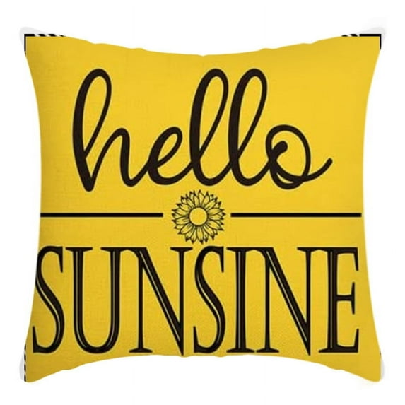 1PC Summer Hello Sunshine Sunflower Truck Buffalo Plaid Throw Pillow Covers, 18 x 18 Inch Live Summer Cushion Case for Sofa Couch