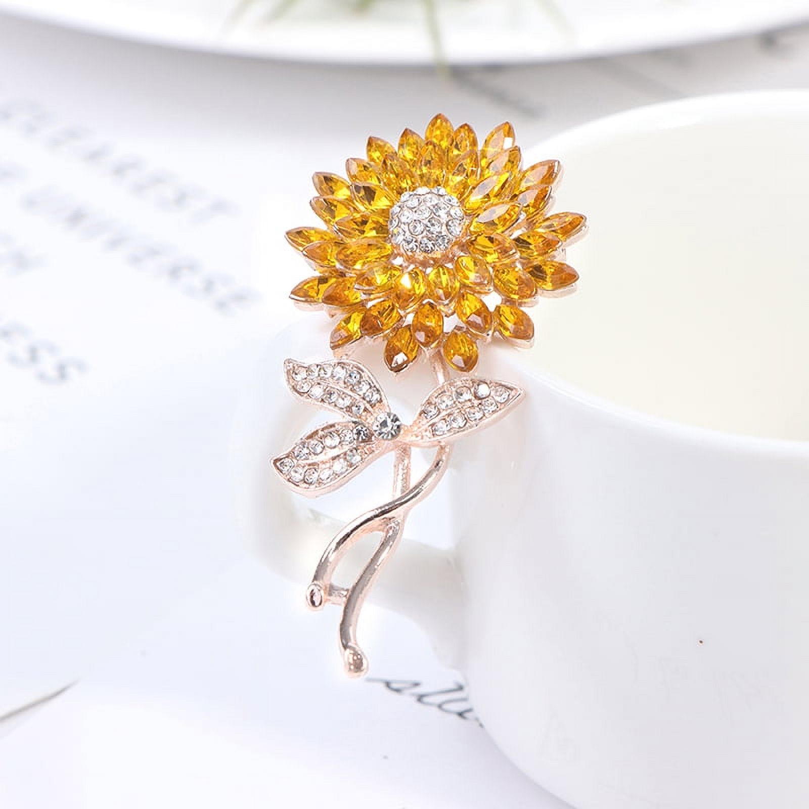 1PC Sunflower Brooches Women Men Flower Weddings Office Brooch Pins