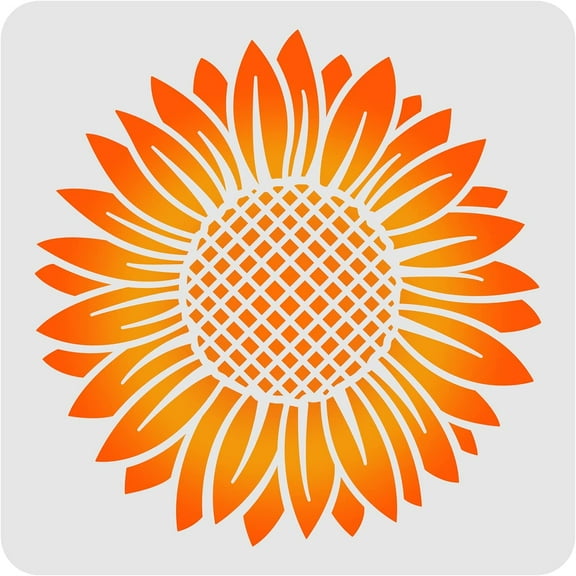 Sunflower Stencil Template 30x30cm/11.8x11.8inch Plastic Large Flower Drawing Painting Stencils Square Reusable Stencils for Painting and DIY Projects DIY