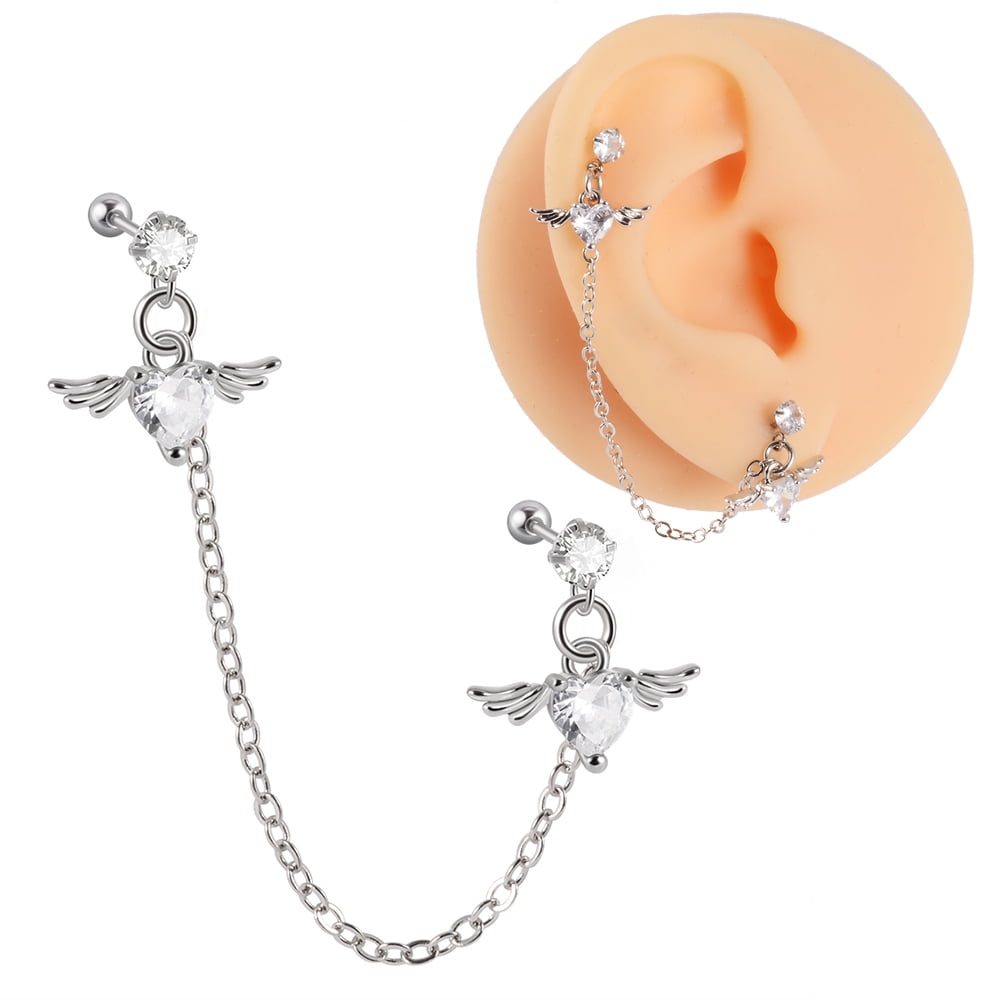 Set 24 Orecchini Cartilagine Acciaio Inox - Luna Stella Cuore CZ - Gioielli Piercing Donna E Ragazza - 4