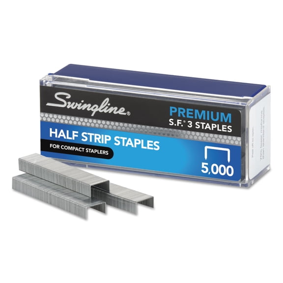 1PC Swingline S.F. 3 Premium Staples, 0.25\" Leg, 0.5\" Crown, Steel, 5,000/Box