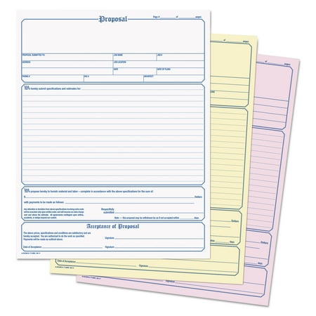 1PC TOPS Proposal Form, Three-Part Carbonless, 11 x 8.5, 50 Forms Total