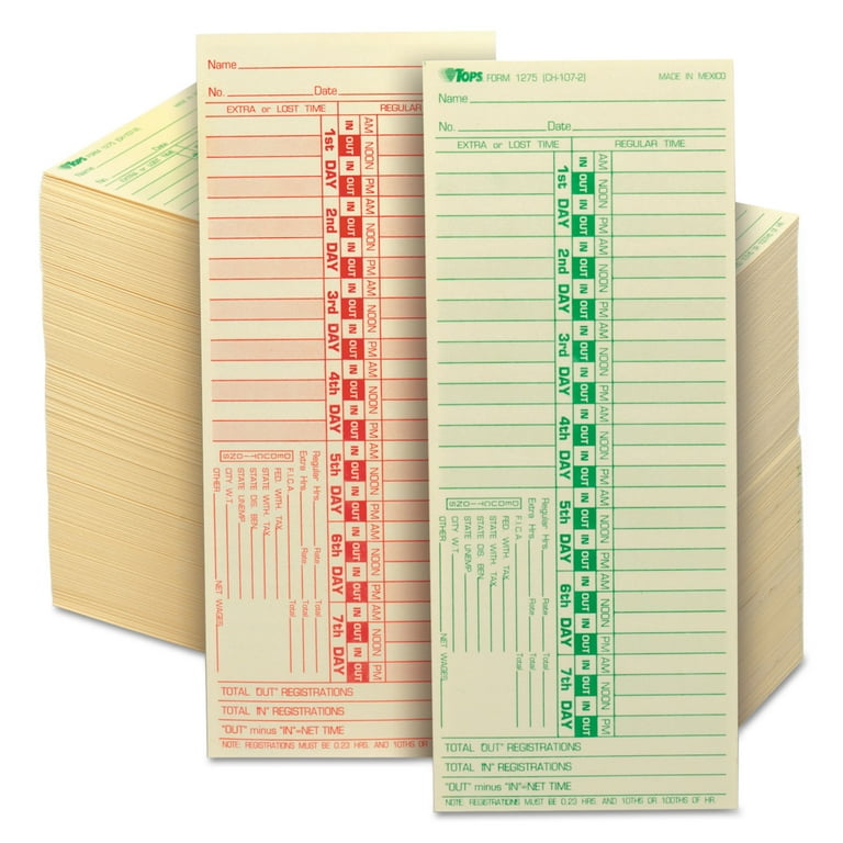 Time Clock Cards, Replacement for CH-107-2, Two Sides, 3.5 x 9, 500/Box Time Clock Cards, Replacement for CH-107-2, Two Sides, 3.5 x 9, 500/Box