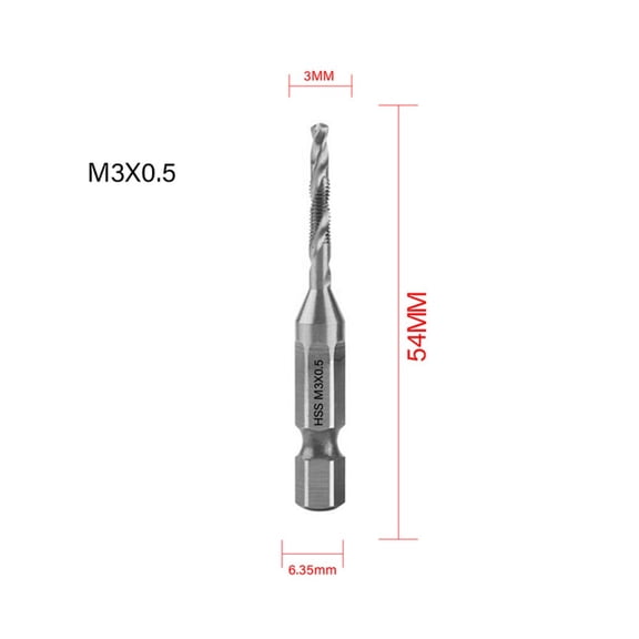 1PC Tap Drill Bit Hex Shank HSS Threaded Bit Screw Machine Compound Tap For M3-M10 M3