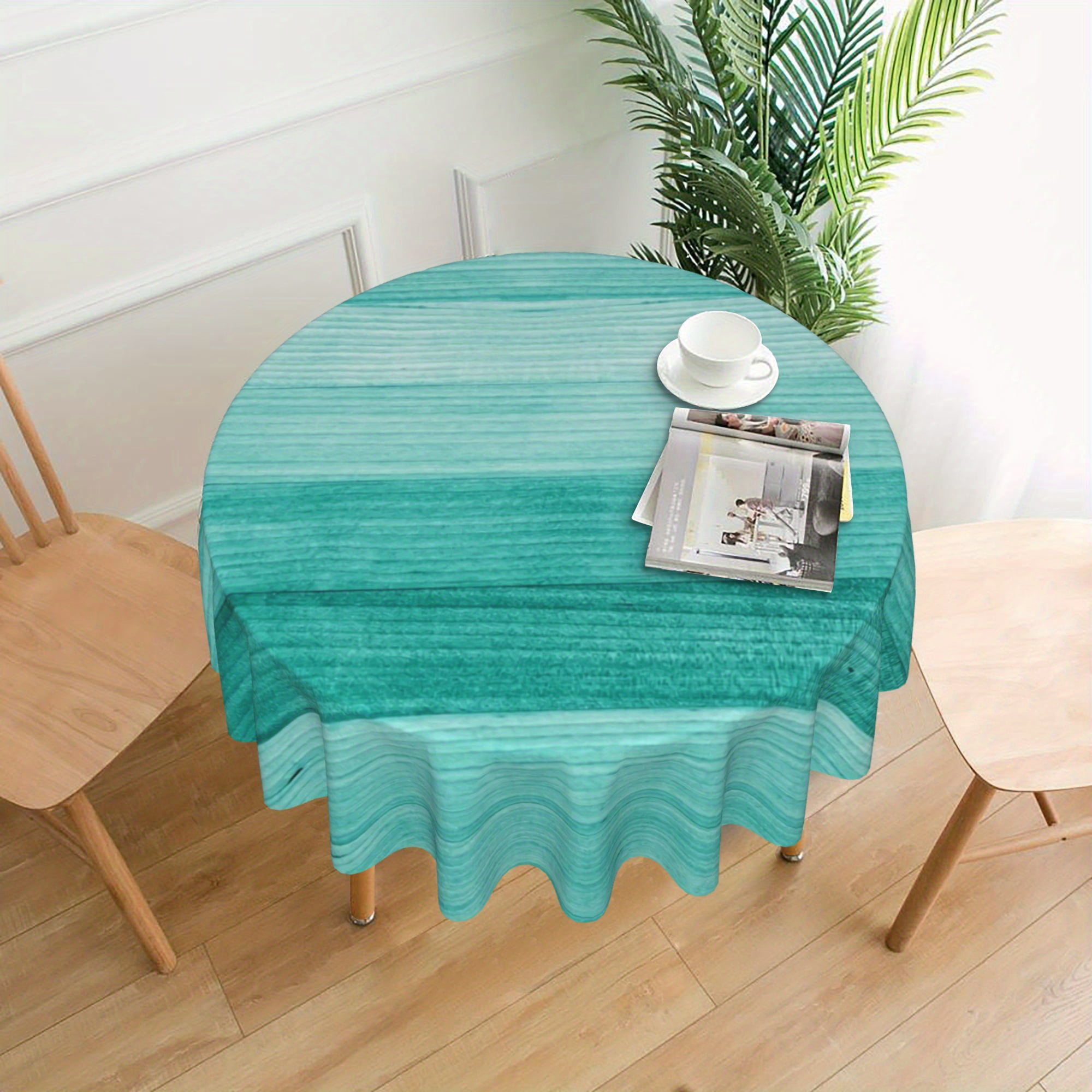 1PC Teal Wood Texture Tablecloth Round Farmhouse Turquoise Table 1pc-teal-wood-texture-tablecloth-round-farmhouse-turquoise-table