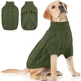 thumbnail image 1 of 1PC Thermal Dog Sweater with Turtleneck - Winter Knitted Coat for Dogs, Warm Pet Clothing for Cold Weather Indoor Outdoor Activities, Dark Green 2XL, 1 of 8