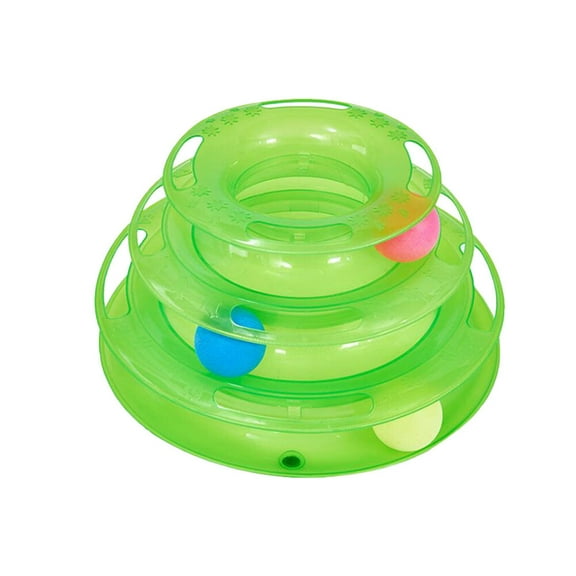 Frcolor 1PC Three Level Cat Tracks Toy Funny Round Amusement Plate Pet Interactive Toys Cat Supplies (Green)