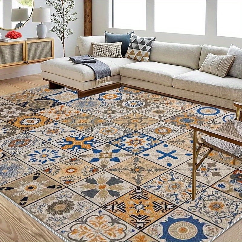 Tiled Rugs 1PC Tiled Pattern Area Rug Local Rug, Lightweight Washable Easy-to ...