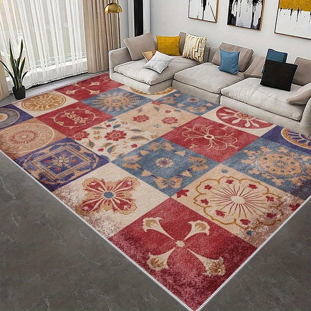Tiled Rugs 1PC Tiled Pattern Area Rug Local Rug, Lightweight Washable Easy-to ...