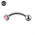 1PC Titanium Internal Thread Curved Stem Eyebrow Ring Ear Stud Zircon
