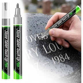 1PC Tombstone Marker Pen Stone Touch-Up Pen for Restoring Faded Grave Inscriptions Waterproof Strong Coverage Ideal for Gravestone Lettering (Silver)