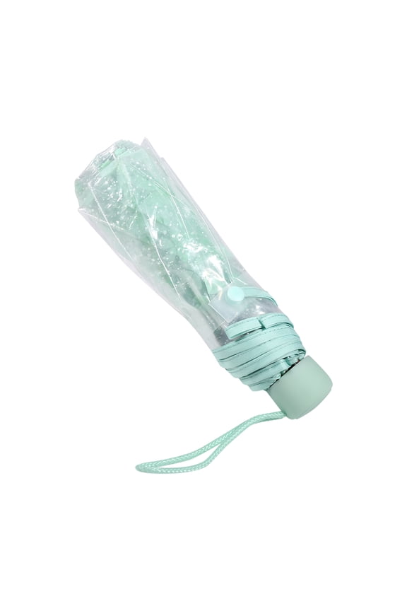 1PC Transparent Folding Umbrella Fashionable Princess Umbrella Cherry Blossom # Light Green