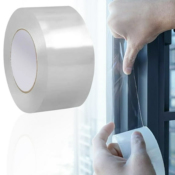 1PC Transparent Window Weather Sealing Tape, 3.94 Inch*32.8 FT Weather Stripping Residue-Free Clear Window Insulation Caulk Tape for Doors, Windows, Shower Glass Gaps, Bathroom
