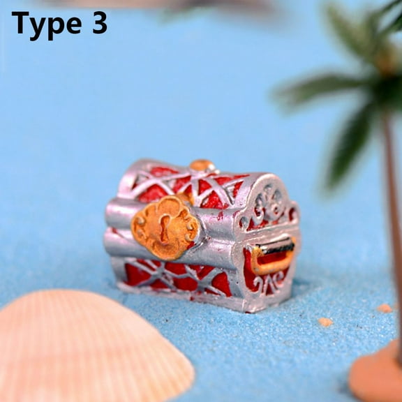 1PC Treasure Chest Figurine Miniature Cashbox Jewelry Box Pirate Adventure Game Doll House Ornament Mini Toys Home Decoration