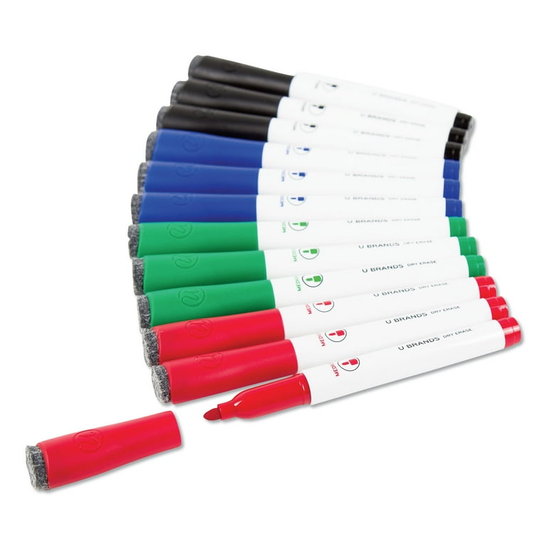 Medium Point Low-Odor Dry-Erase Markers with Erasers, Medium Bullet Tip, Assorted Colors, 12/Pack Medium Point Low-Odor Dry-Erase Markers with Erasers, Medium Bullet Tip, Assorted Colors, 12/Pack