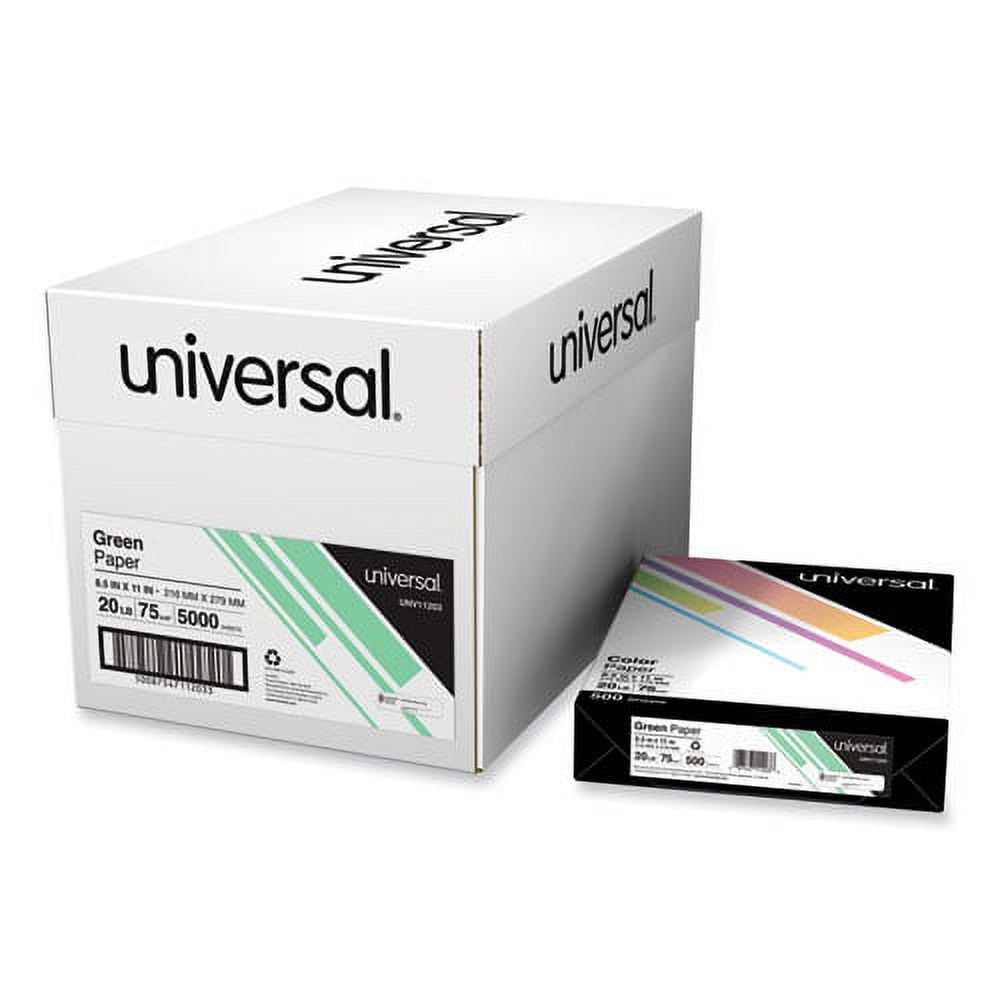 1PC Universal Deluxe Colored Paper, 20 lb Bond Weight, 8.5 x 11, Green, 500/Ream