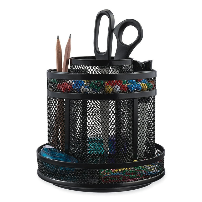 Metal Mesh Rotating Desktop Organizer, 8 Compartments, Metal Mesh, 6.5 Metal Mesh Rotating Desktop Organizer, 8 Compartments, Metal Mesh, 6.5