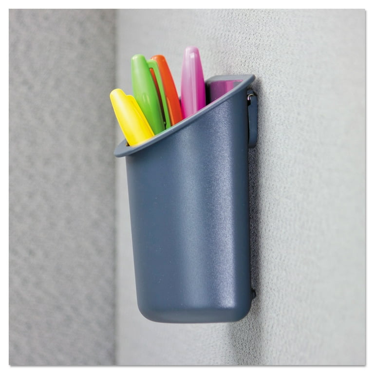 Recycled Plastic Cubicle Pencil Cup, 4.25 x 2.5 x 5, Wall Mount, Charcoal Recycled Plastic Cubicle Pencil Cup, 4.25 x 2.5 x 5, Wall Mount, Charcoal
