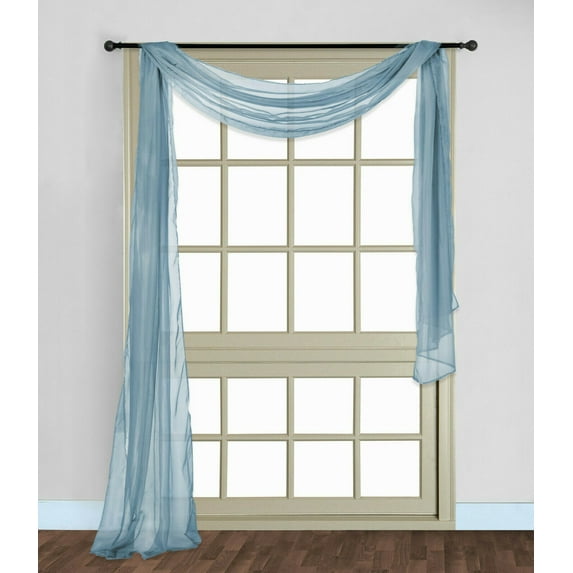 1 PC SOLID L.BLUE Scarf Hotel High Quality Elegant Window-Sheer Scarf Valance swag topper (37" x 216")